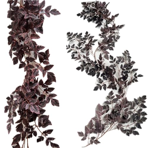 Artificial Plum Garland 6Ft - Fall Decorative Vines for Mantel and Centerpieces - Pack of 2