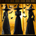 Large Halloween Window Clings - Witch & Bat Silhouette Decals for Glass, Reusable & Scary Decorations