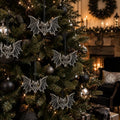 Gothic Halloween Bat Ornaments Set - 6 Antique Alloy Holiday Tree Decorations