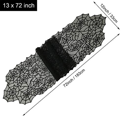 Halloween Lace Spider Web Table Runner - 13x72 Inch for Haunted House & Party Decor