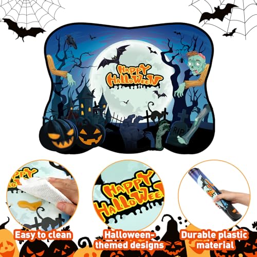 Halloween Plastic Bat Ghost Placemat Set - 6 Irregular Table Mats with Spooky Design
