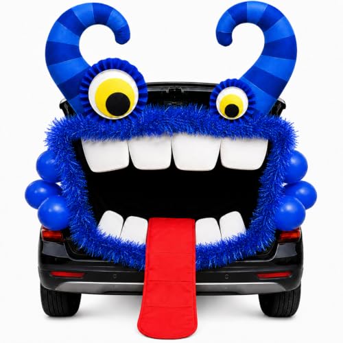 Blue Horned Monster Trunk or Treat Car Decorations Kit for SUV - Halloween Party Supplies