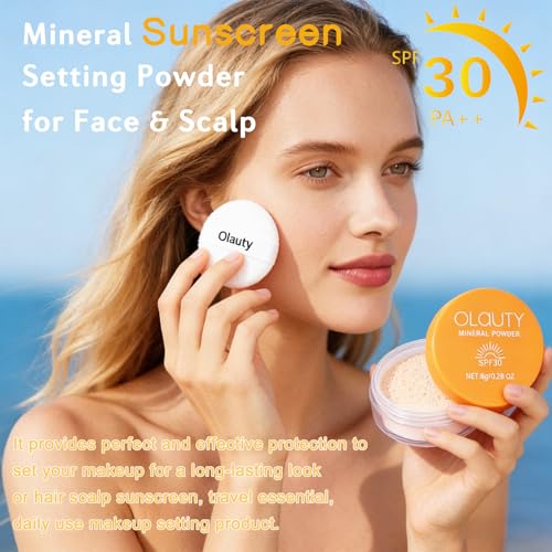 Mineral Powder Sunscreen Face & Scalp SPF 30 - Translucent Setting Powder, Oil Control, Travel Size