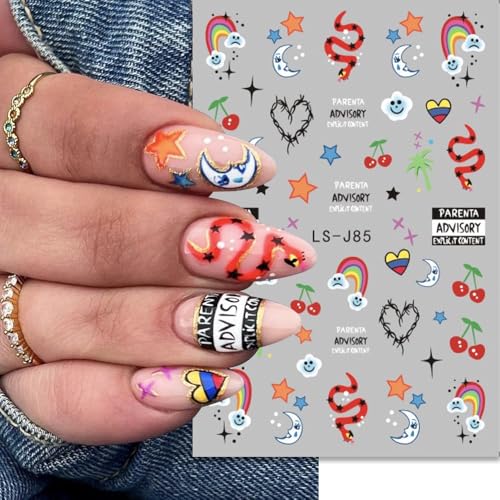 Halloween Nail Art Stickers Self-Adhesive Ghost Pumpkin Spider Web Bats & Cats - Sheet Sticker5