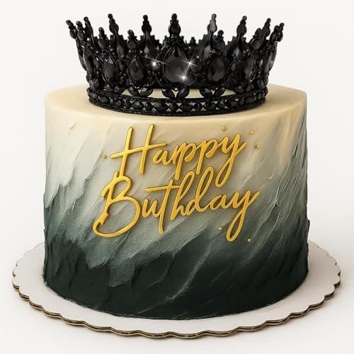 Black Queen Crown Cake Topper for Women - Gothic Party Decoration, 8 Pcs