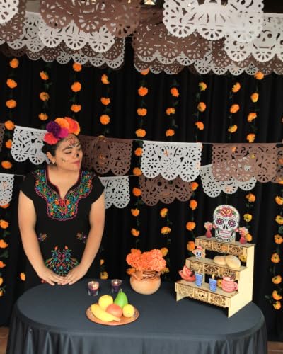 Dia de Los Muertos Papel Picado Banner - 5 Pack Brown & White Decor