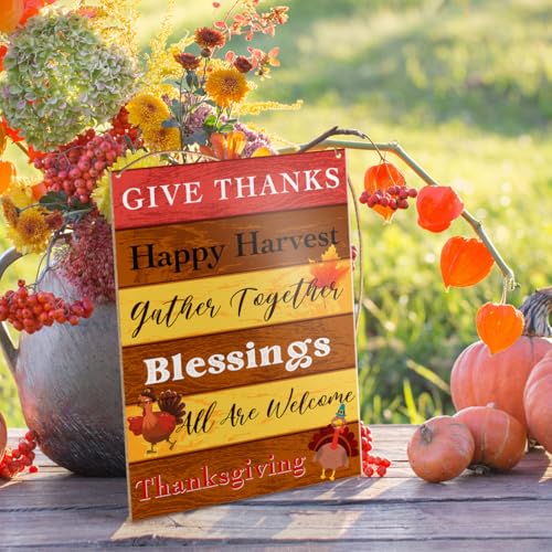 Thanksgiving Hanging Sign - Autumn Fall Rustic Wooden Wall Decor J3