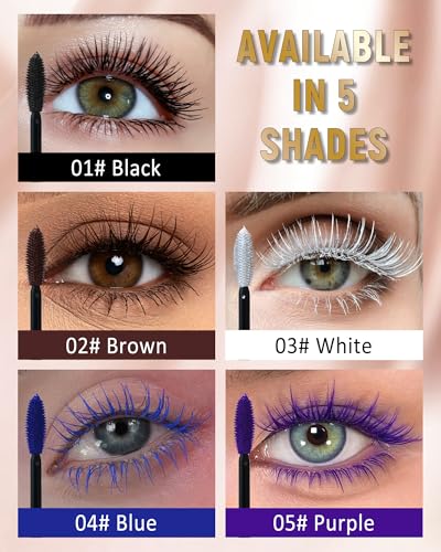 White Waterproof 5D Silk Fiber Tubing Mascara - Volume & Length, Variation 03 White