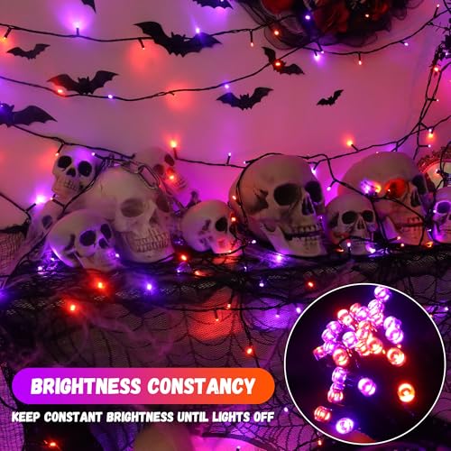 66FT Orange and Purple LED String Lights - 8 Modes Waterproof Halloween Decor