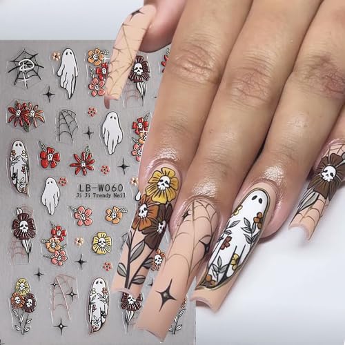 Halloween Nail Art Stickers Decals - 5 Sheets Skull Spider Ghost Sunflower - Variation Color33