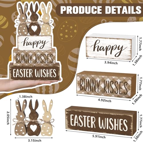 Easter Bunny Wooden Table Decorations Set - Rustic Farmhouse Spring Decor - Variation of THIS listing