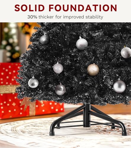 Black Artificial Christmas Tree 6ft with 818 Tips - Holiday Decor