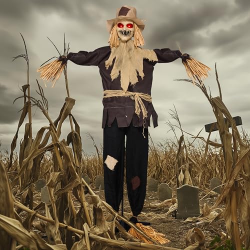 70-Inch Outdoor Animatronic Halloween Scarecrow Decoration with Motion Light and Sound