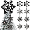 Gothic Christmas Tree Topper Set with Black Snowflake Ornaments - 17 Pieces