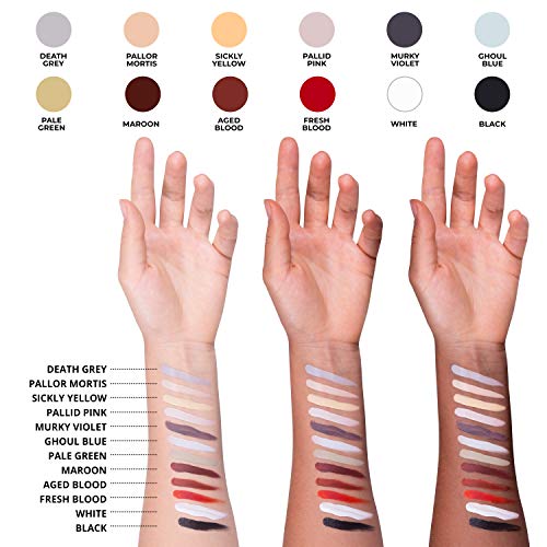 12-Color Death FX Cream Palette for Zombie & Horror Makeup - Waterproof & Quick-Drying