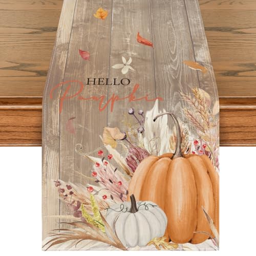 Artoid Mode 13x72 Inch Fall Table Runner - Wood-Orange Polyester Decor