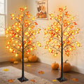 5FT LED Lighted Maple Tree - 2 Pack Fall Harvest Decor for Thanksgiving Halloween