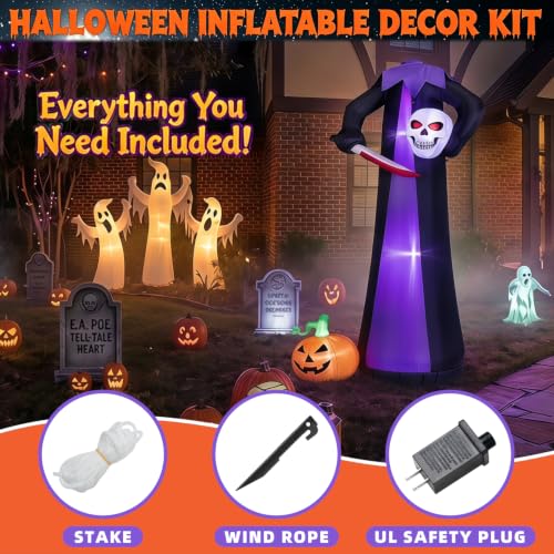 10FT Headless Skeleton Halloween Inflatable Outdoor Yard Decor - Purple Skeleton Variation