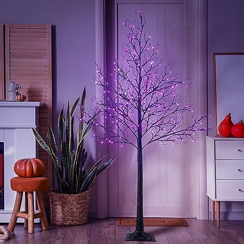 Lightshare 6ft Purple Halloween Willow Tree with 200 LED Lights Indoor Outdoor Decor