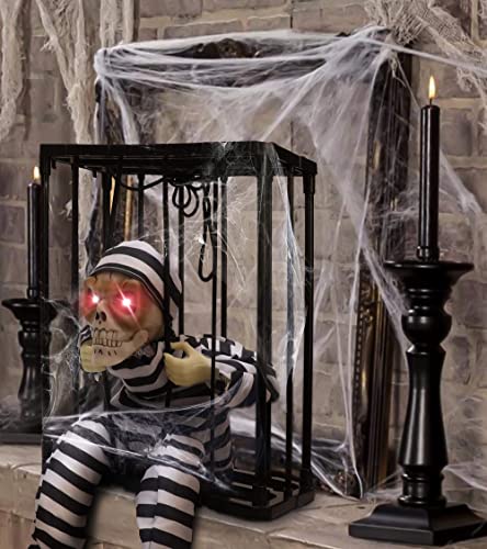 Animated Halloween Skull Prisoner with Infrared Sensor - Spooky Haunted House Decor