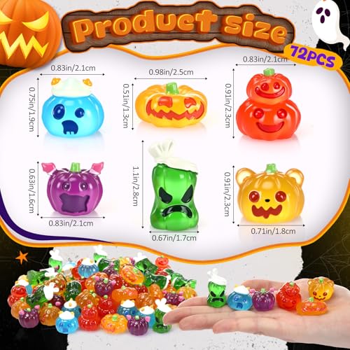 Halloween Mini Resin Pumpkin Ghost Figurines Glow in Dark - 72 Pcs, Fun Pumpkin Variation