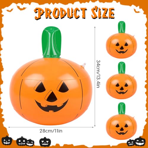 Inflatable Pumpkin Set - 14 Inch Halloween Yard & Pool Decorations - 3 Pack