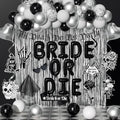 Bride or Die Bachelorette Party Decorations Kit Black & White 100pcs