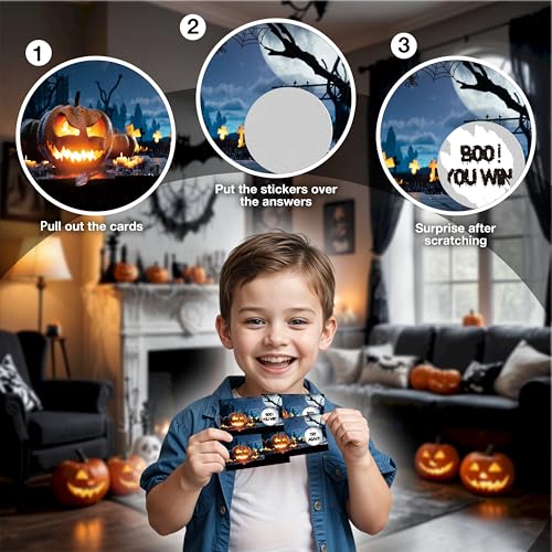 Halloween Pumpkin Scratch Off Cards Pack - Spooky Party Game for Kids & Adults