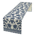 Asian Chinoiserie Blue Ceramic Table Runner 13x108in - Farmhouse Home Decor