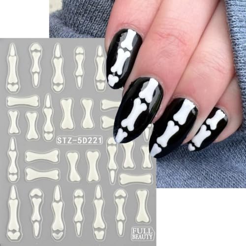 Halloween Skeleton Bone Nail Art Stickers - 2 Style Self-Adhesive Gothic Decals