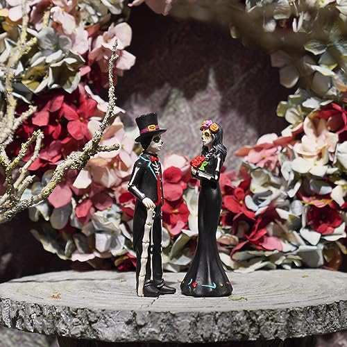 Day of the Dead Skeleton Couple Halloween & Wedding Decor - Sugar Skull Figurines
