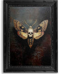 Skull Moth Canvas Wall Art - Framed Gothic Dark Decor 11 x 9 inches