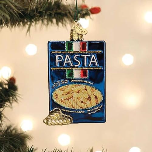 Glass Christmas Ornament - Old World Pasta Box Hand-Painted Holiday Decor