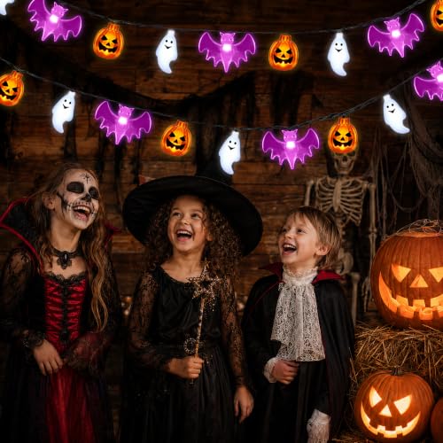 Halloween String Lights 20FT 30 LEDs Waterproof Pumpkin Ghost Bat 3D Decor