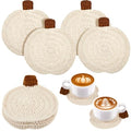 Fall Crochet Coasters Set - Pumpkin Design, Beige, 4 Pieces