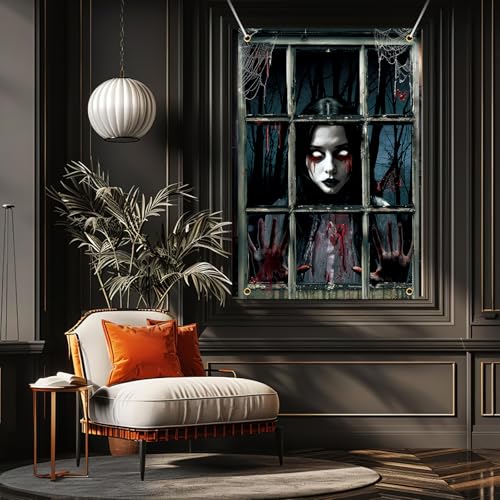 Mini Girl Ghost Curtains for Halloween Decorations, Window Silhouettes, Scary Screen