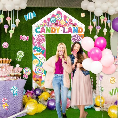 Funrous Candyland Party Decorations Banner & Sign Set - Pink Lollipop