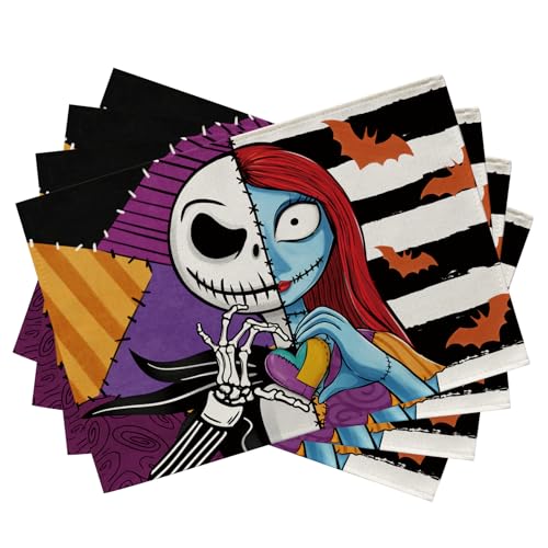 Halloween Jack Placemats Set of 4 - 12x18 Inch Waterproof Table Decor