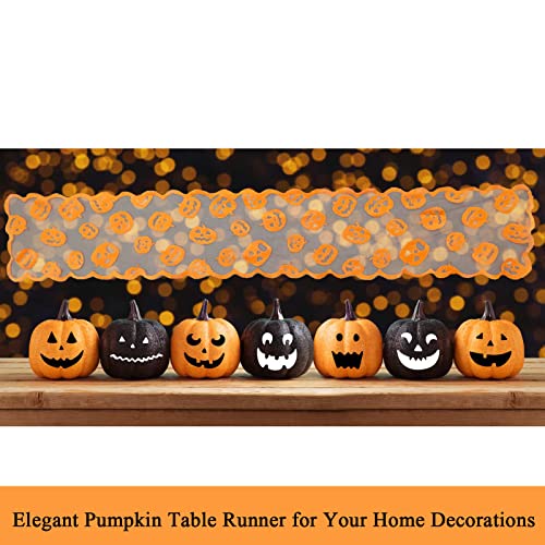 Halloween Pumpkin Lace Table Runner - 72 Inch Fall & Holiday Decor