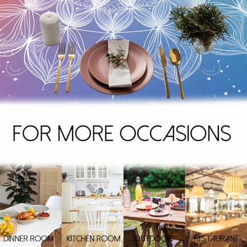 54x54 Inch Square Mandala Tablecloth Rainbow Gradient Boho Polyester Dining Cover