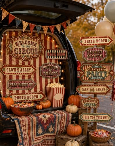 Halloween Creepy Circus Wall Decor Set - 20pcs Haunted Carnival Signs