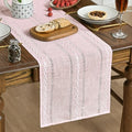 Pink Rustic Cotton Linen Table Runner - 13x72 Inch Seasonal Embroidered Home Decor
