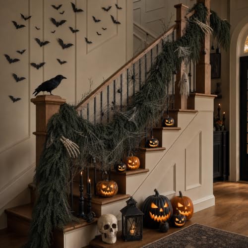 Halloween Mantle Garland Decor Gothic 6Ft Fall Fireplace Indoor Home Decoration