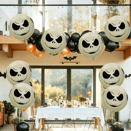 Green 8 Pcs 22 Inch 4D Skull Head Halloween Balloons Party Decorations