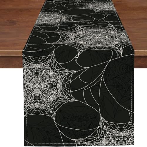 Procida Halloween Spider Web Table Runner 13x108 Inch - Fall Decor