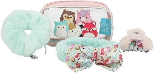 Bioworld Squishmallows 4-Piece Cosmetic Storage Kit - Clear Character Design Travel Bag Gift Set