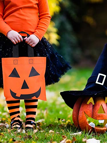 24-Pack Halloween Pumpkin Tote Bags 12 Inch Jack O Lantern Gift Bags for Party & Trick-or-Treating
