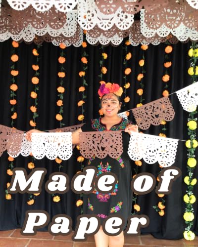 Dia de Los Muertos Papel Picado Banner - 5 Pack Brown & White Decor