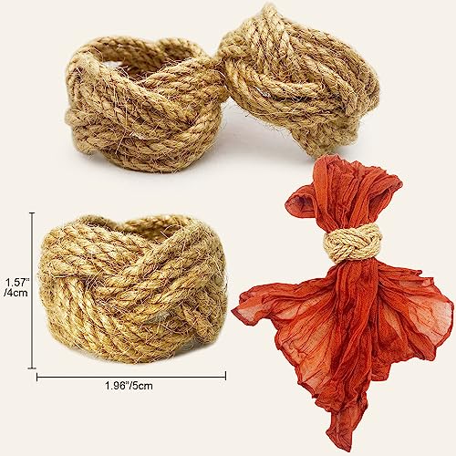 Farmhouse Burlap Napkin Rings Set of 24 for Rustic Table Decor