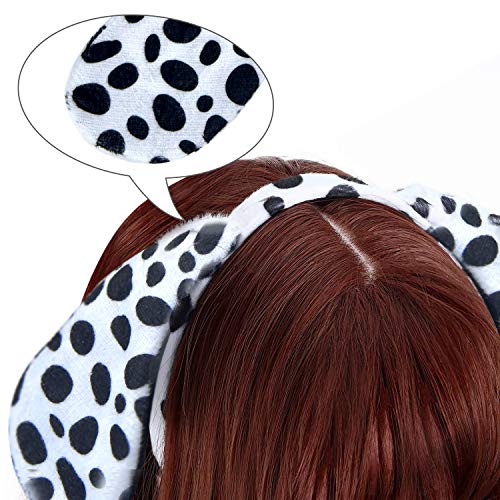 120pcs Halloween Dalmatian Puppy Dog Costume Set with Ears Headband for Cosplay & Party